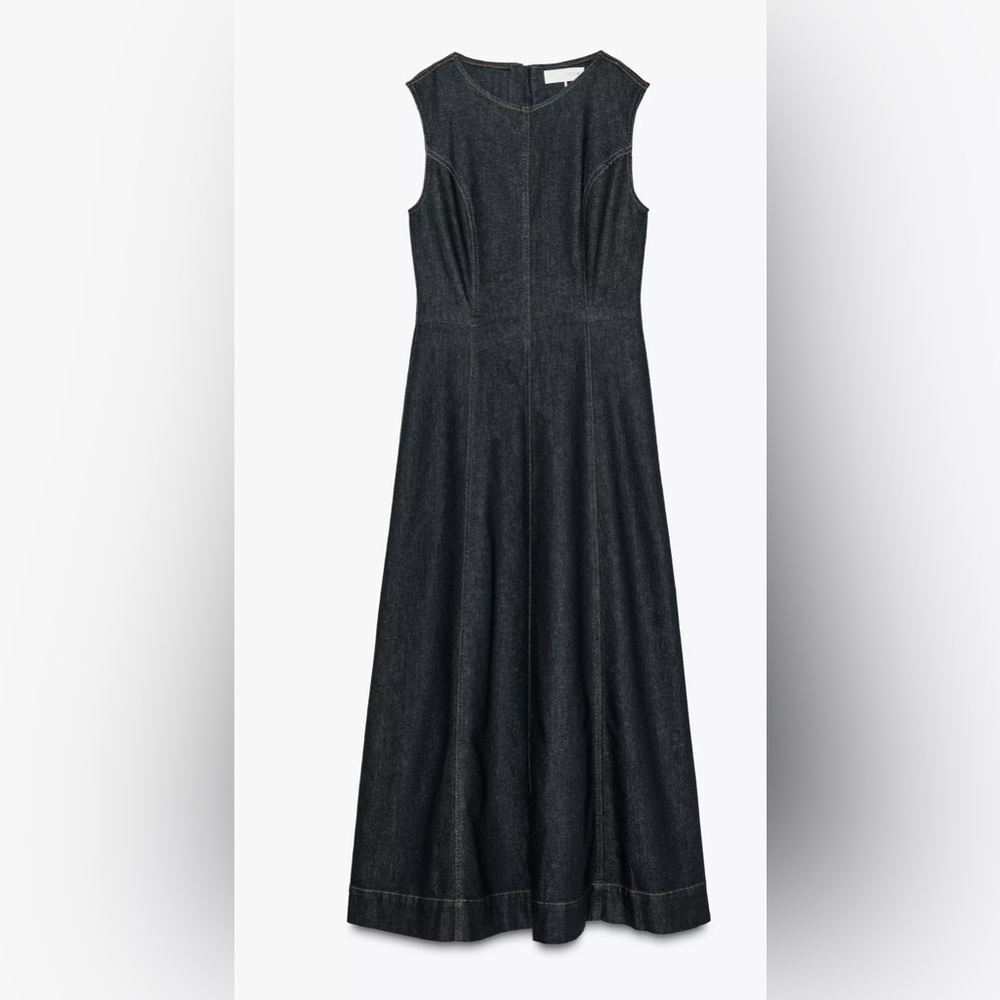 Zara Dark Blue Denim Midi Dress - Picture 4 of 7
